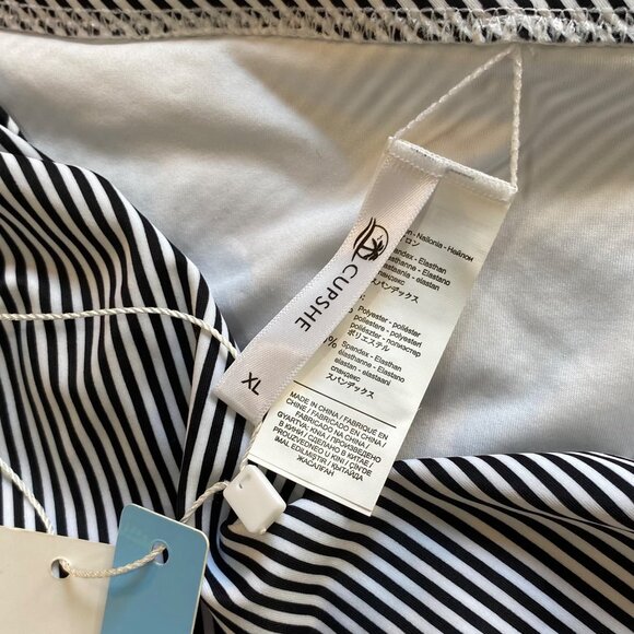 Cupshe Womens High-Waisted Black & White Striped Bikini Bottom Size XL NWT - Picture 6 of 6